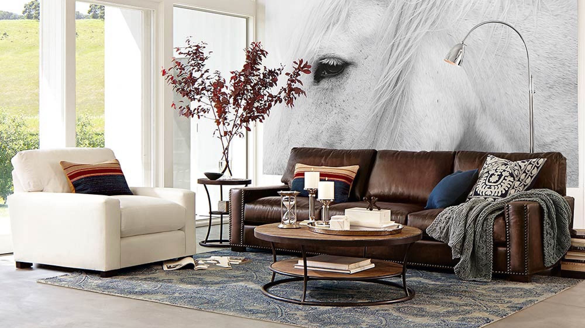 Turner Square Arm Leather Sofa with Nailheads Pottery Barn