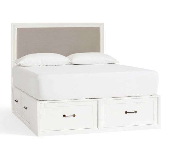 Stratton Storage Platform Bed Montgomery Headboard With Drawers Pottery Barn Stratton Storage Platform Bed, White Queen Platform Bed With Drawers