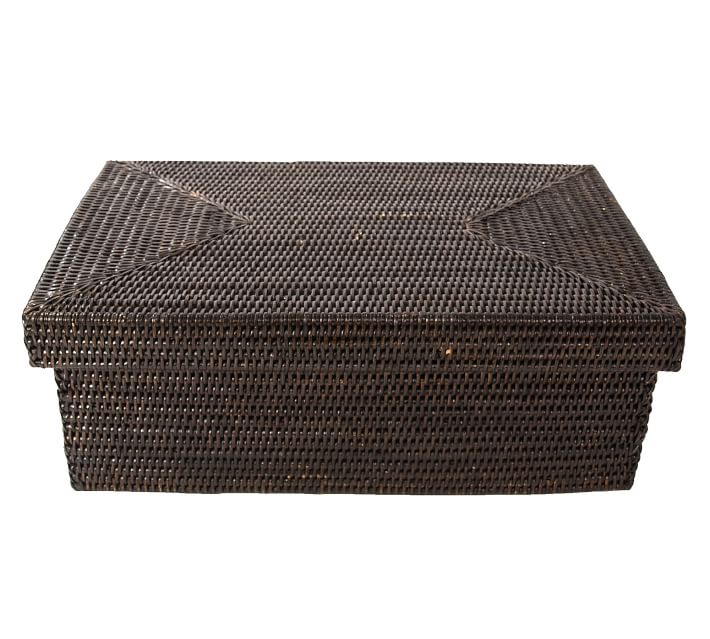 Tava Handwoven Rattan Rectangular Storage Box With Lid | Pottery Barn