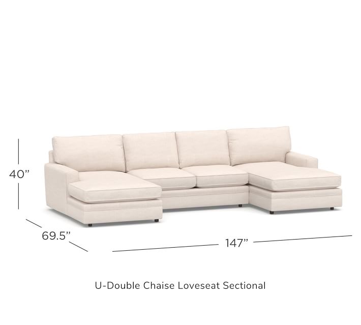 Pearce Square Arm Upholstered U-shaped Double Chaise Sectional 