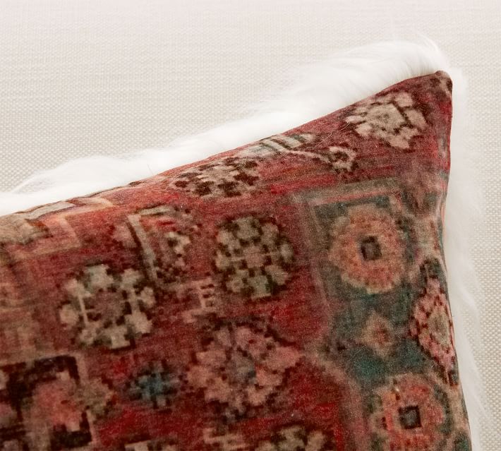 Kalida Mongolian Velvet Sherpa Back Lumbar Pillow Cover Pottery Barn