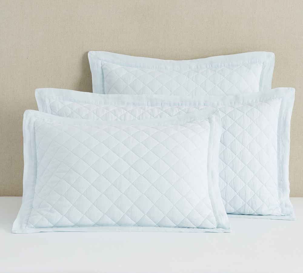 Belgian Flax Linen Diamond Pillow Sham White Pottery Barn