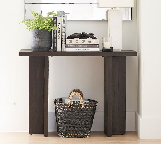 Rocklin 42 Reclaimed Wood Console, Reclaimed Black Wood Console Table