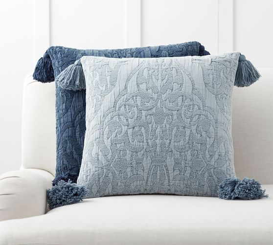 pottery barn blue throw pillows