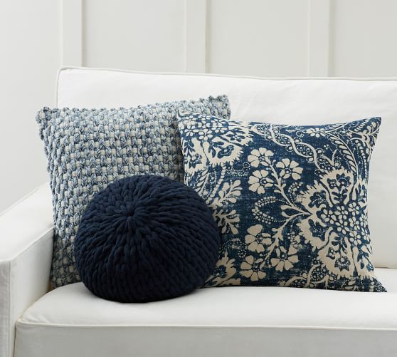 pottery barn blue throw pillows