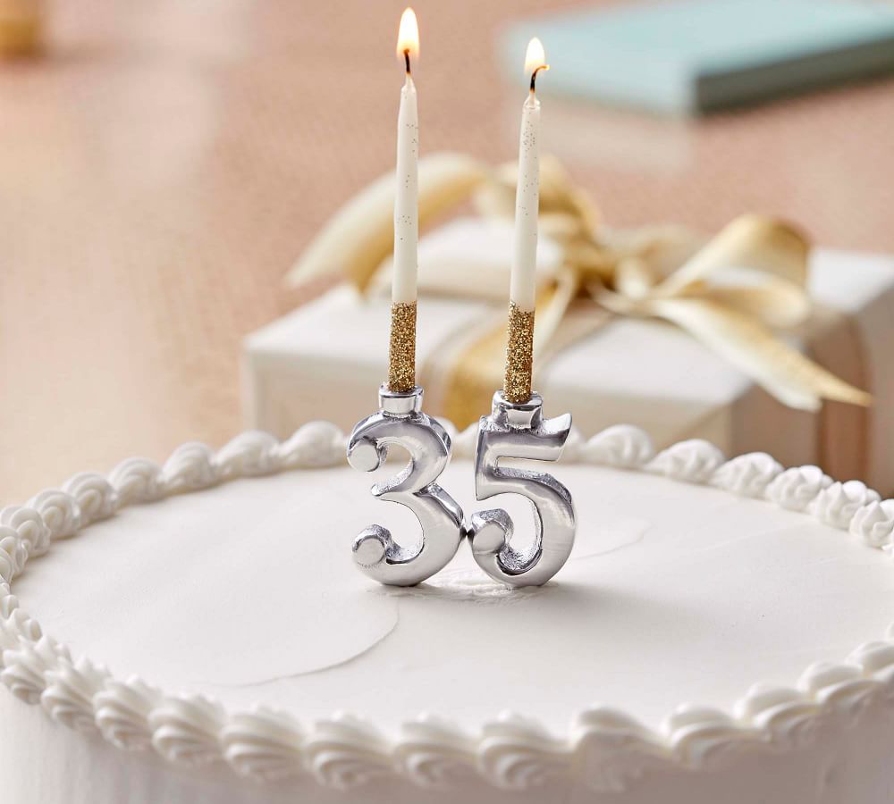 Numbered Recycled Aluminum Birthday Candleholders Set of 10 Pottery