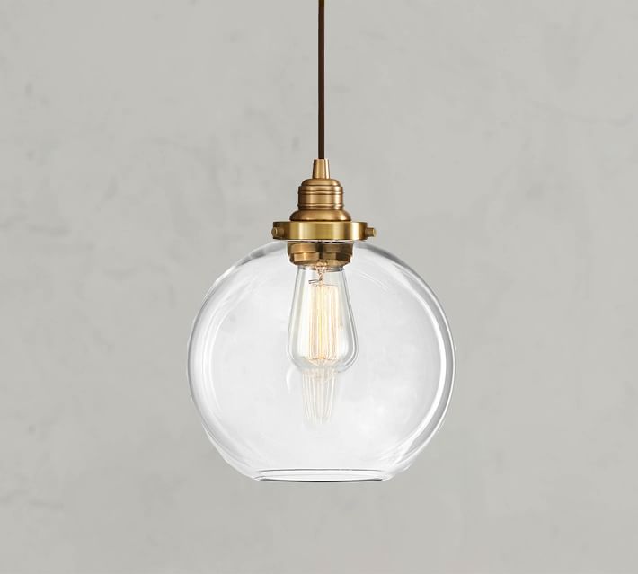 PB Classic Cord Pendant Light Glass Globe Pottery Barn