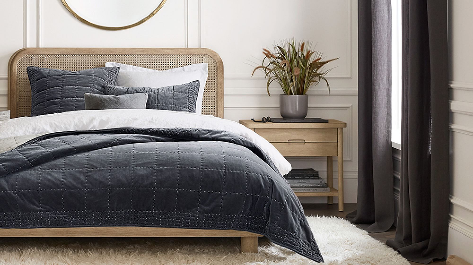 Manzanita Cane Platform Bed, Queen, Bone White Pottery Barn