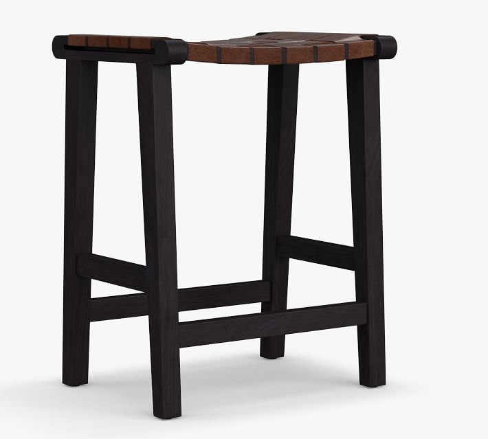 Fenton Backless Leather Bar & Counter Stools Pottery Barn