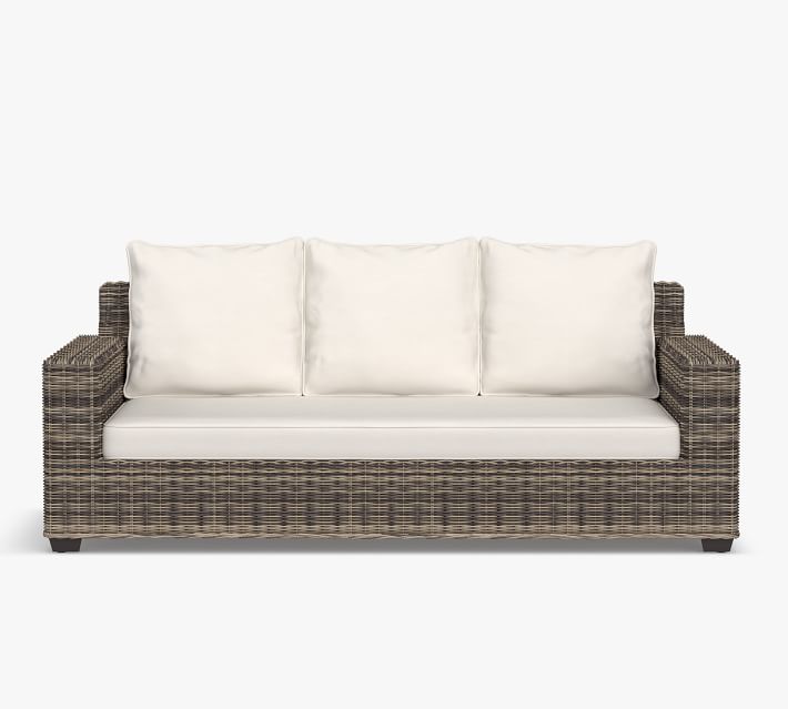 Torrey AllWeather Wicker Square Arm 112" Grand Sofa, Charcoal