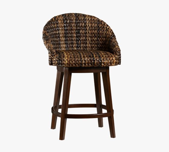 Seagrass Bucket Swivel Counter Stool | Pottery Barn