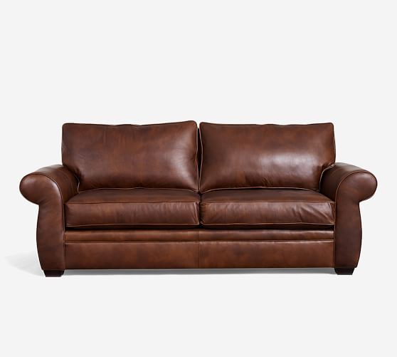 Pearce Roll Arm Leather Sofa Pottery Barn