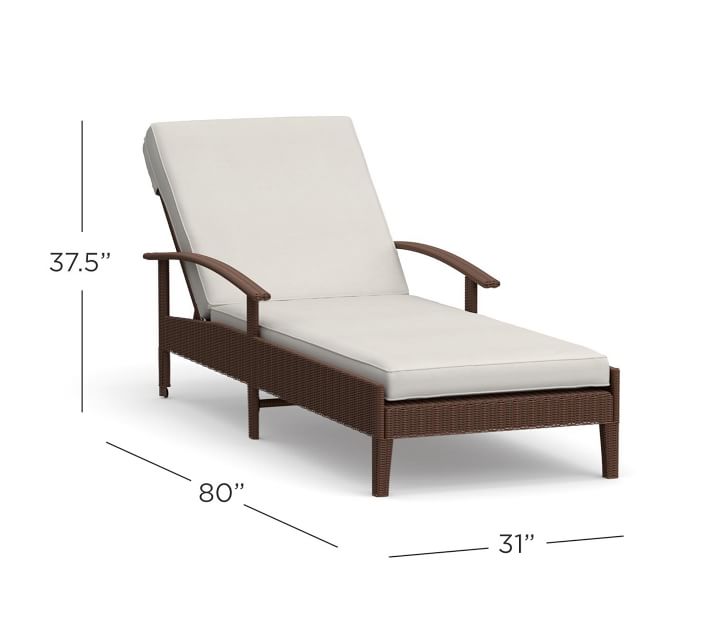 Palmetto AllWeather Wicker Single Chaise with Cushion Set, Honey