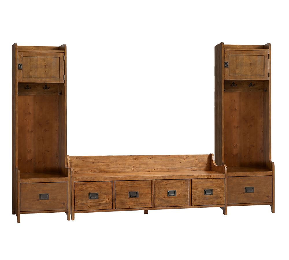 Wade 3Piece Hall Tree & Entryway Bench Set, Weathered Pine Pottery Barn