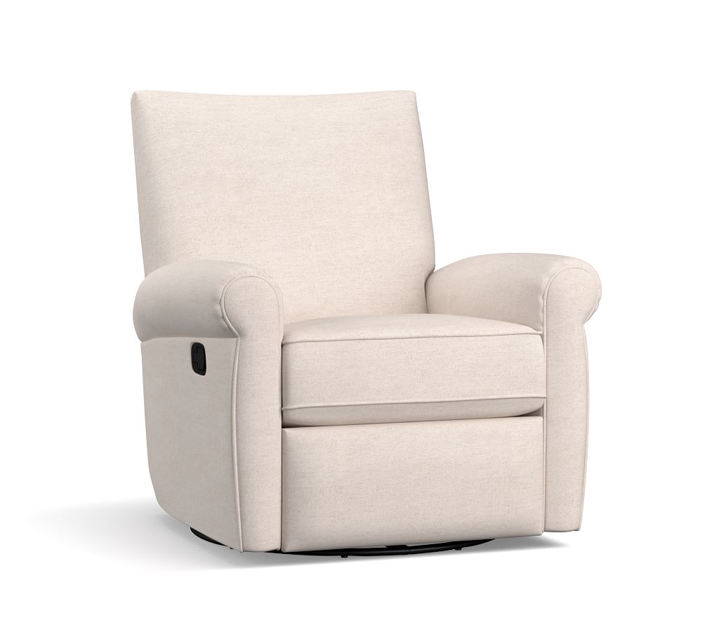 Grayson Upholstered Swivel Recliner | Pottery Barn
