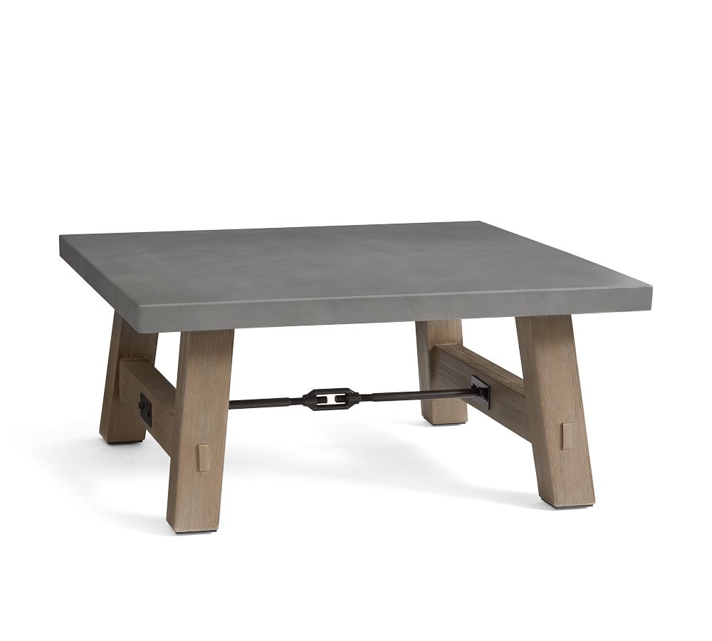 Abbott Indoor/Outdoor Concrete & FSC® Acacia Square Coffee Table, Gray