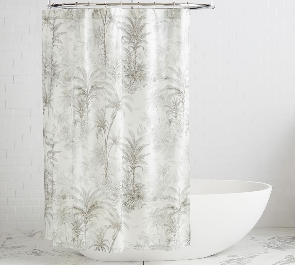 Palm Toile Organic Shower Curtain Pottery Barn