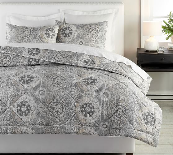 pottery barn gray comforter