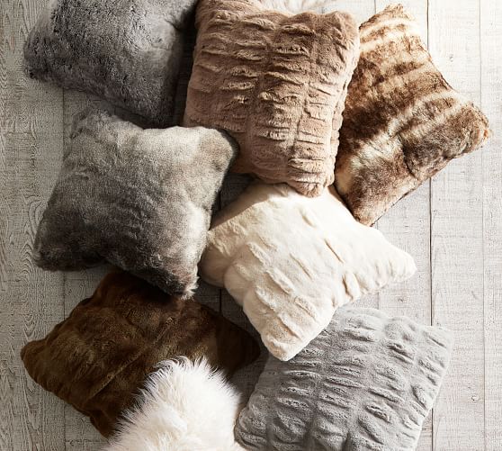 pottery barn fur pillows