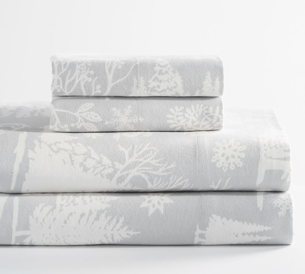 Frosted Forest Organic Flannel Sheet Set Pottery Barn