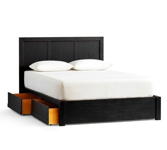 Black Full Size Bed Frame With Drawers, Bed Frame Full Size With Storage