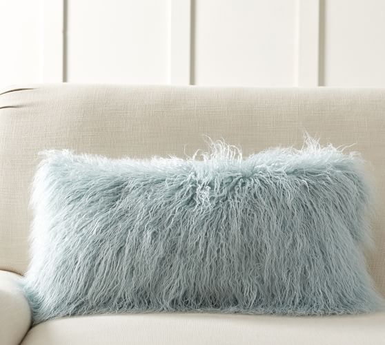 fur lumbar pillow