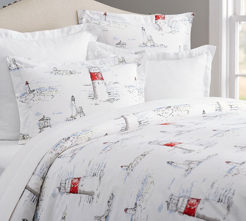 Lighthouse Print Patterned Duvet Cover & Sham Pottery Barn