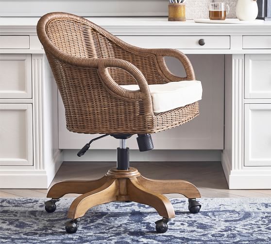 honey brown wicker tania office chair