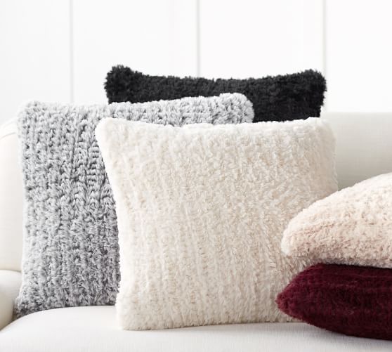 pottery barn fur pillows