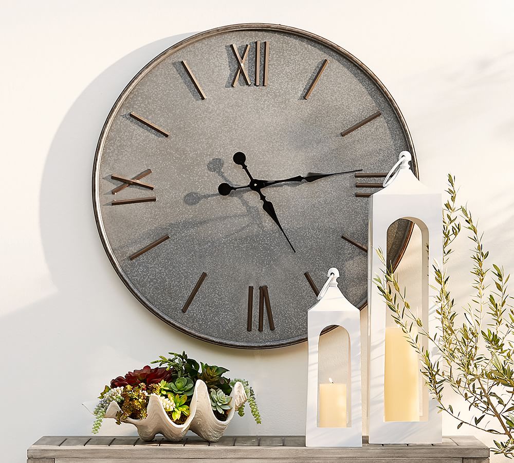 Outdoor Galvanized Wall Clock Pottery Barn