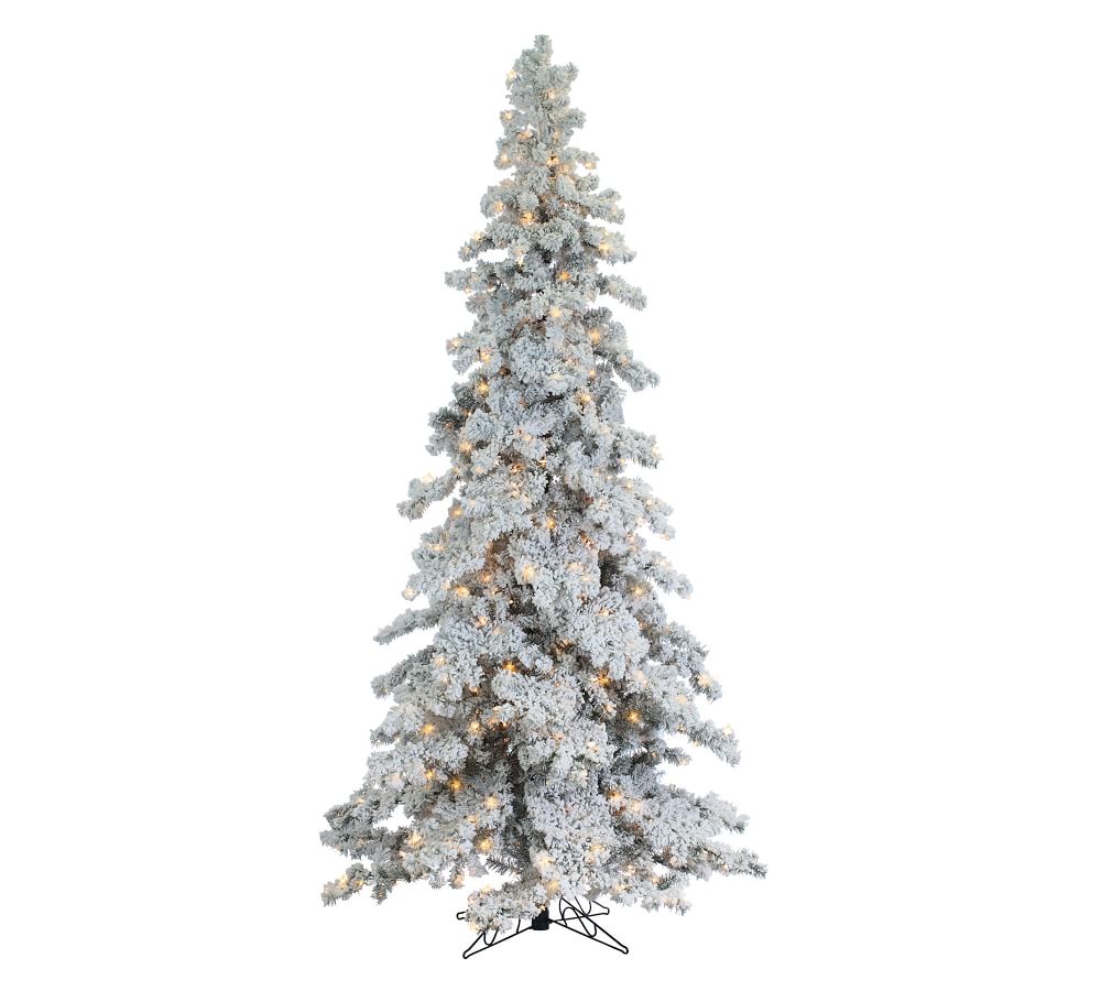 7ft/9ft Pre-Lit Flocked Layered Spruce Artificial Christmas Trees ...