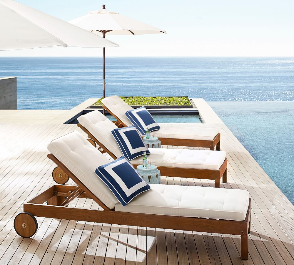 Sunbrella® Piped Outdoor Chaise Cushion Pottery Barn