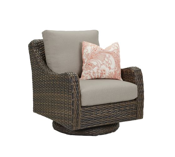 grey wicker swivel chair