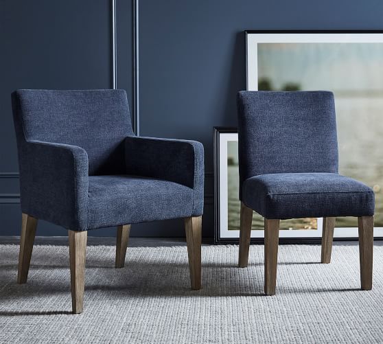 Blue Upholstered Dining Chairs On, Navy Blue Chairs Dining