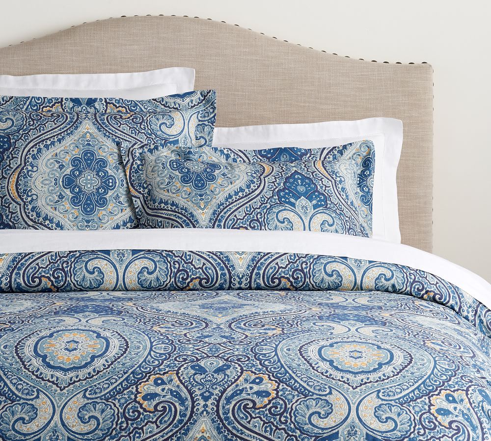 Blue Beale Paisley Organic Percale Patterned Duvet Cover Sham Pottery Barn