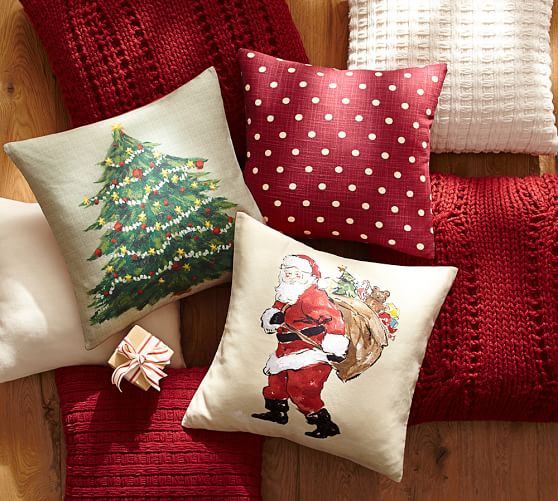 Pottery barn polar bear appliqué Lumbar pillow cover 16" X25” Christmas holiday 