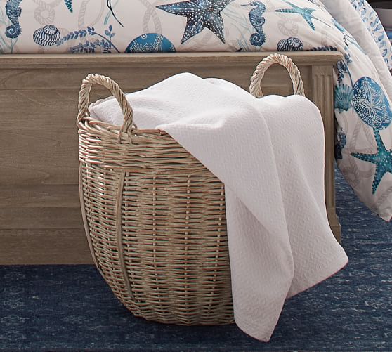 White Wash Woven Storage Basket Pottery Barn