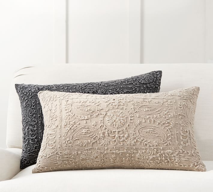 pottery barn embroidered pillow