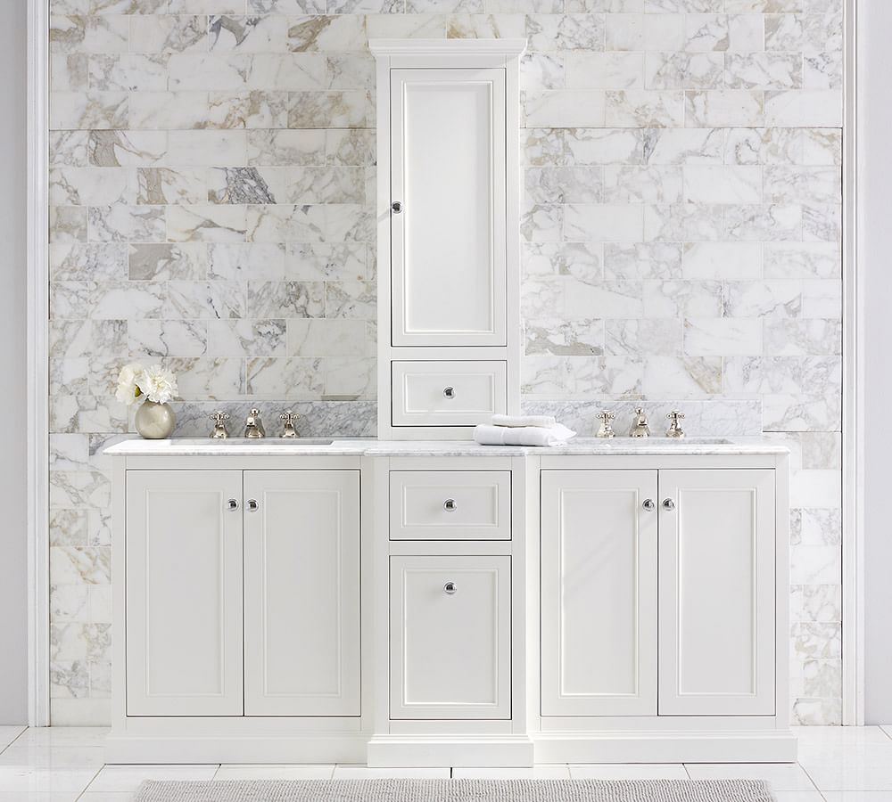 Ultimate Double Sink Storage Vanity With Hutch Pottery Barn