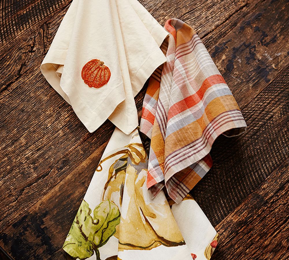 Pumpkin Plaid Napkin, Set of 4 | Pottery Barn