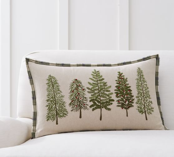 embroidered lumbar pillow