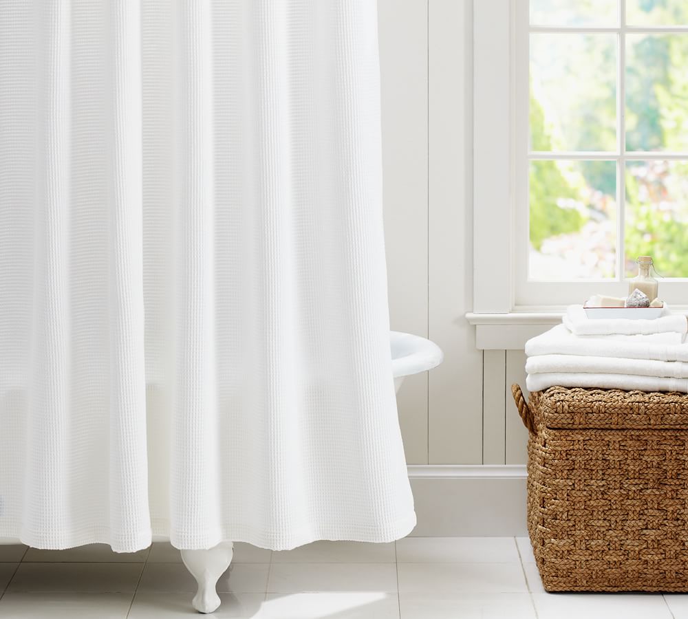 Waffle Weave Cotton Shower Curtain | Pottery Barn