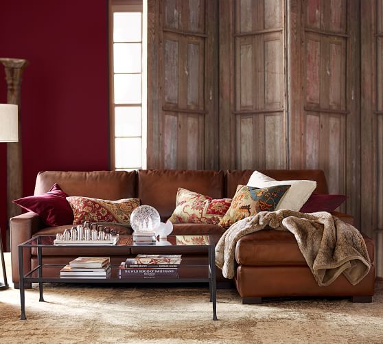 Leather Sectional Flash S, Cognac Leather Couch Sectional