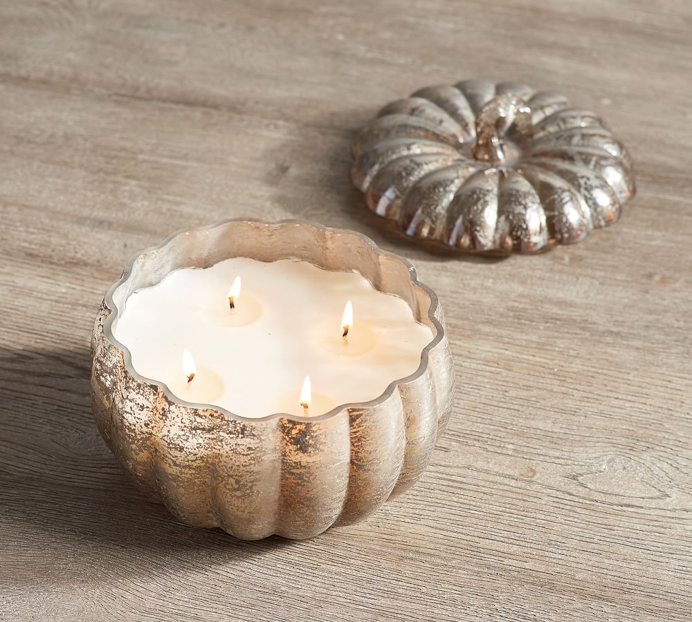 Mercury Glass Pumpkin Candle - Harvest Spice | Pottery Barn