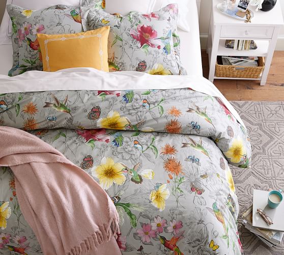 Hummingbird Reversible Percale Patterned Duvet Cover Sham Pottery Barn - Hummingbirds Bedding Hummingbird Reversible Percale Patterned Duvet Cover Sham Pottery Barn - Hummingbirds Bedding