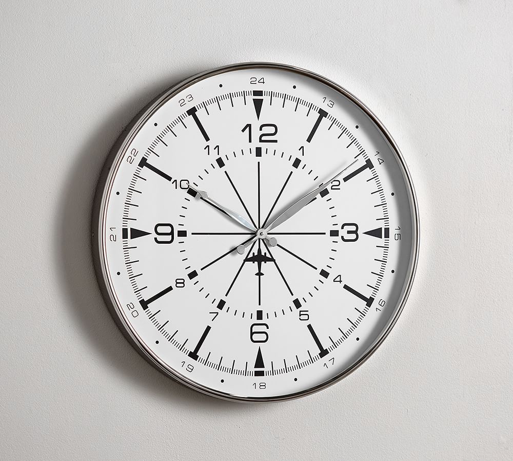 Silver Flight Wall Clock Pottery Barn