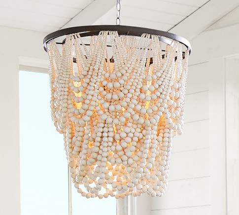 Amelia Wood Bead Chandelier Pottery Barn