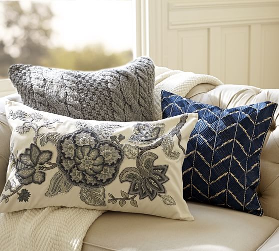 pottery barn embroidered pillow