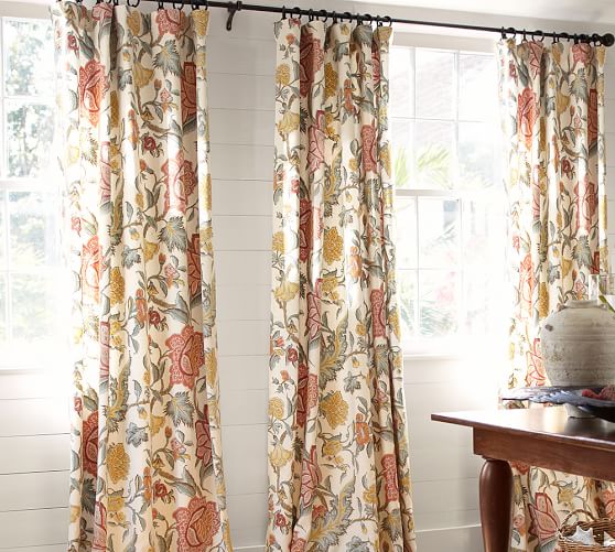 Cynthia Palampore Linen Cotton Rod Pocket Curtain Pottery Barn
