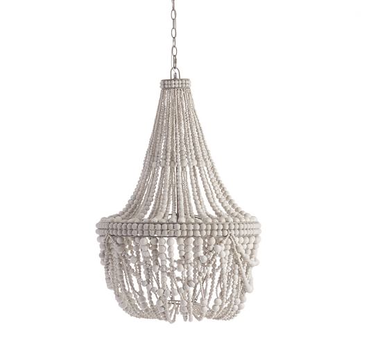 grey wood bead chandelier